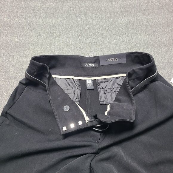 APT 9 Pants Womens 10 Black Straight Leg Mid Rise Career Trousers Belt‎ Office - Picture 4 of 9